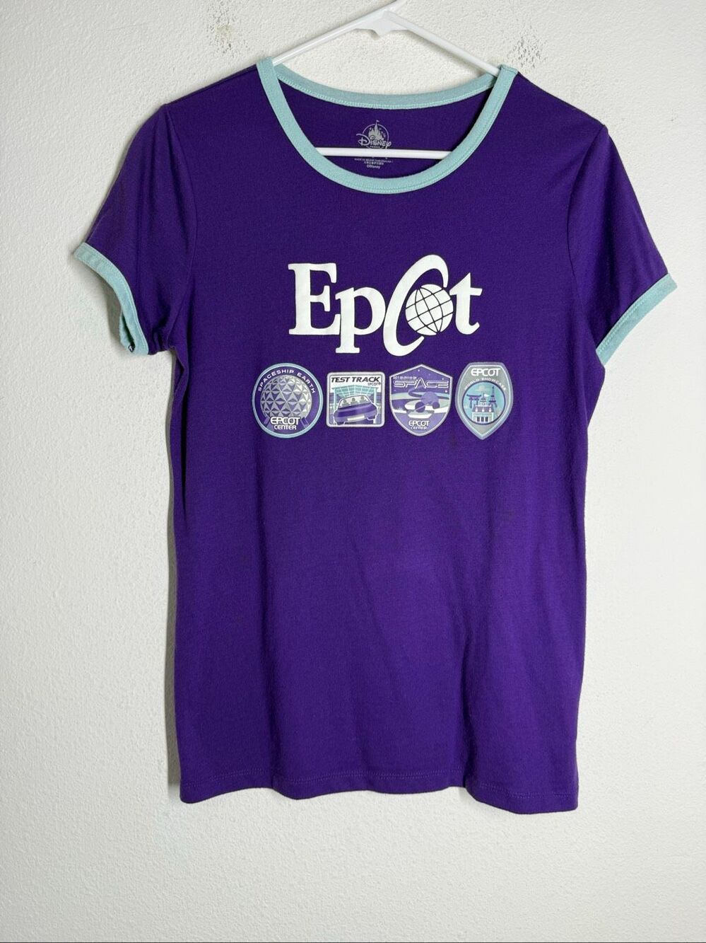 Disney Epcot Purple T Shirt Size M Ringer Tee Walt Disney World Parks Rare
